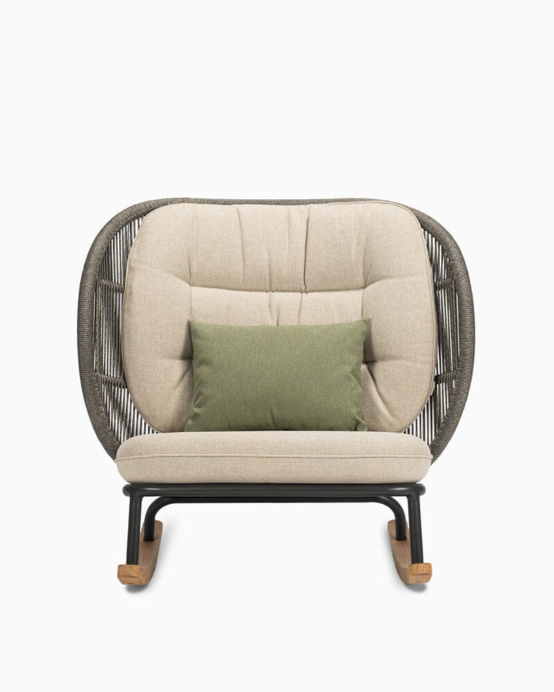 Vincent Sheppard Kodo Rocking chair Haut dossier avec coussins Fossil Grey Set Combi 2 Almond (Almond + Olive green)