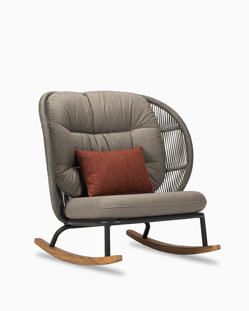 Vincent Sheppard Kodo Rocking chair Haut dossier avec coussins Fossil Grey Set Combi 2 Carbon beige (Carbone beige + Spice)