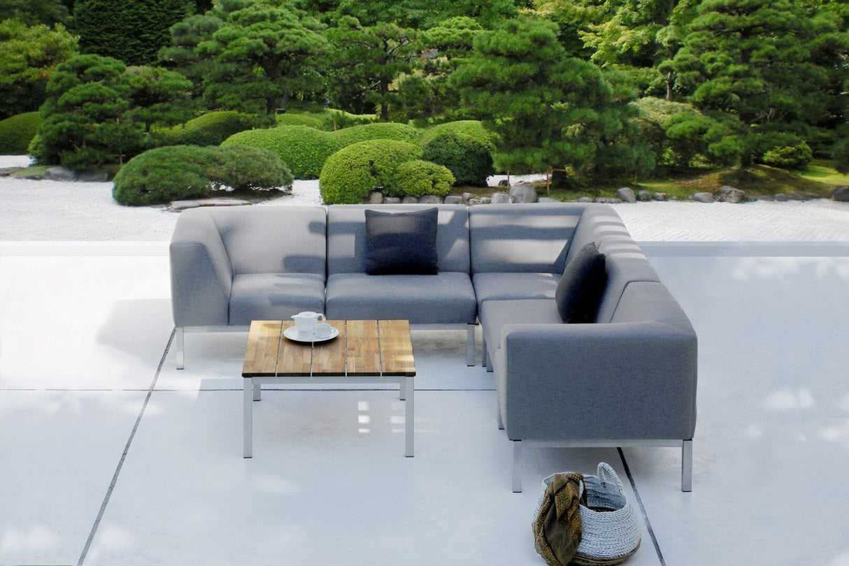 Zebra Bellevue Table basse 84x84cm H:42cm inox et teck