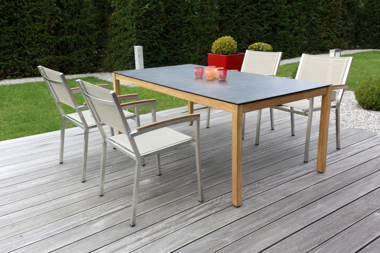 Zebra Corpus Piètement de table teck 210x100cm H:74cm