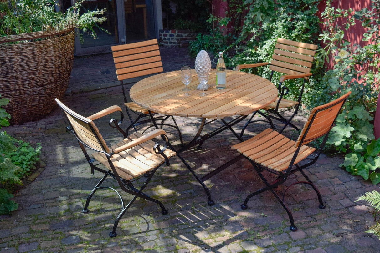 Zebra Florence Table repas pliante Ø 90cm teck / acier