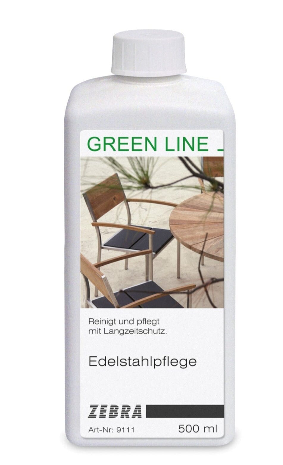 Zebra Greenline Produit nettoyage pour acier inoxydable 500ml 0.5 Litre