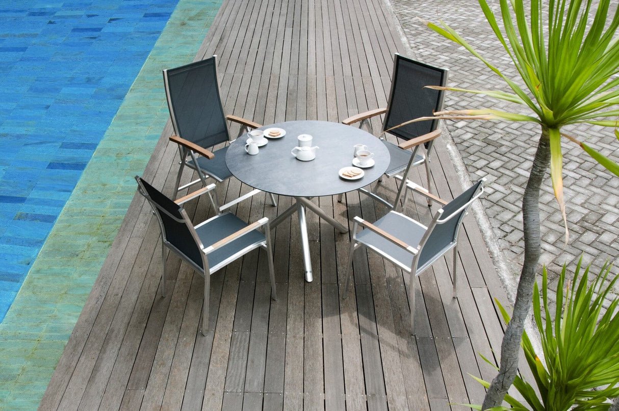 Zebra Mikado Piètement de table inox Ø 90cm pour plateaux Ø110cm