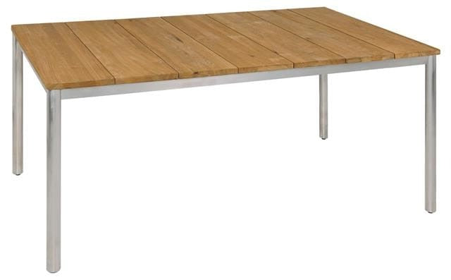 Zebra Naxos Table repas NAXOS pieds ronds 180x100cm Inox / Teck