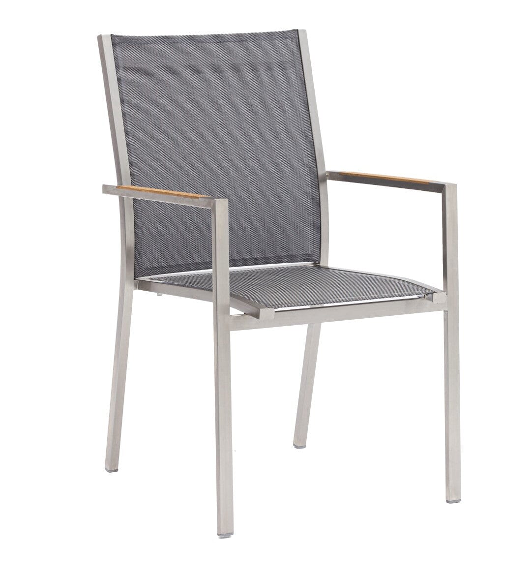 Zebra One Fauteuil inox avec accoudoirs teck Dark Platinum