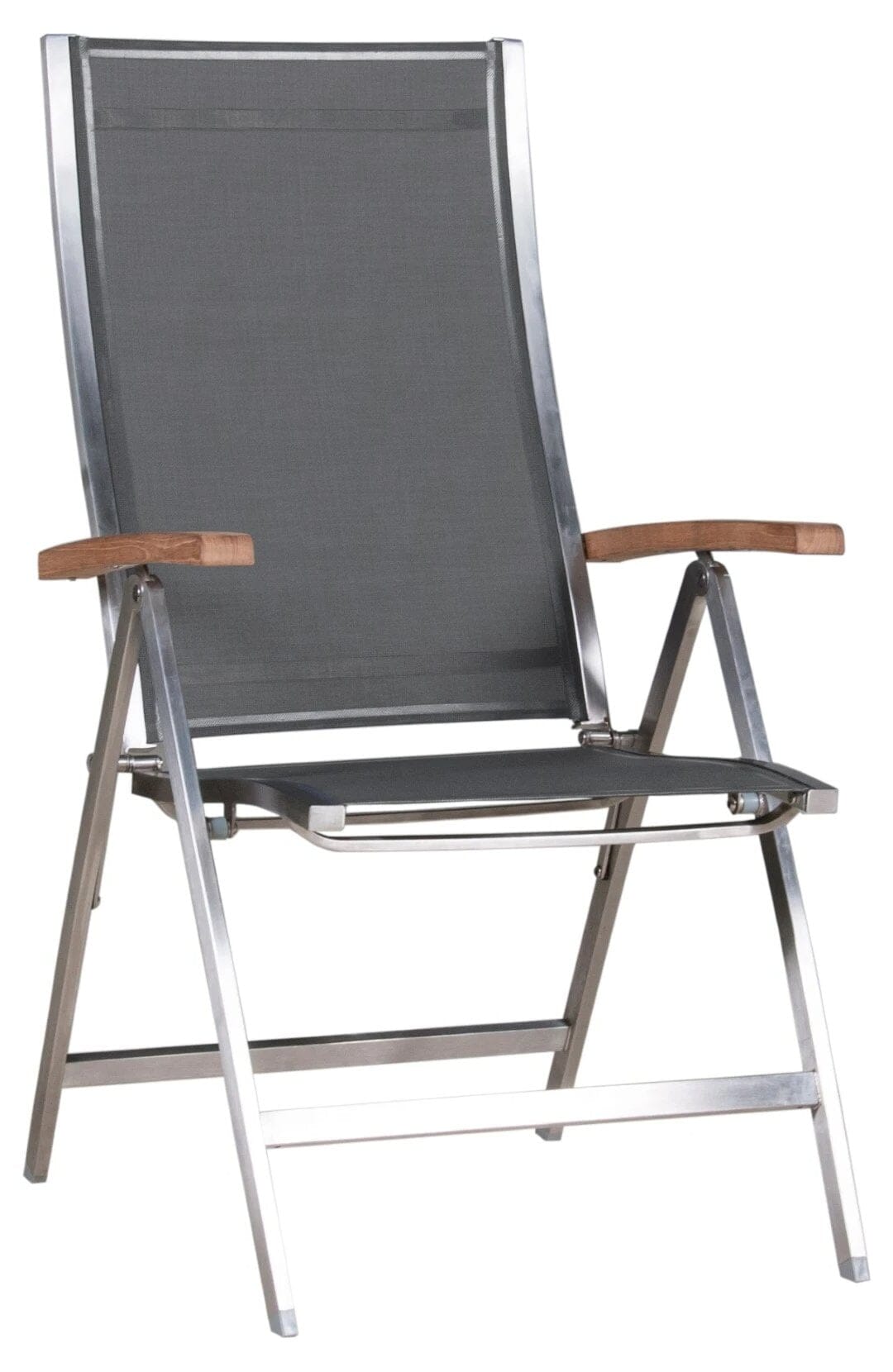 Zebra One Fauteuil multipositions inox avec accoudoirs teck Dark Grey