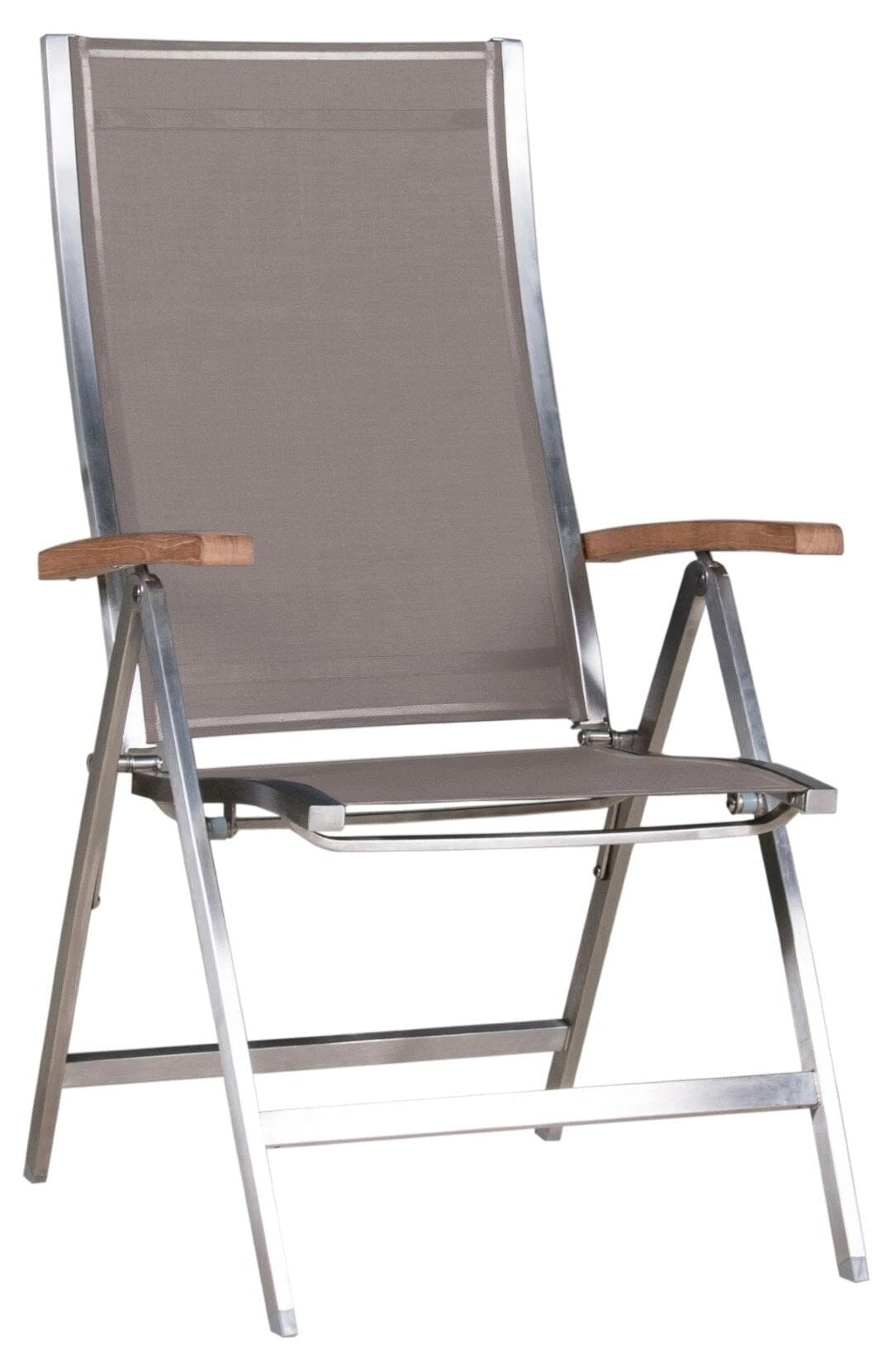 Zebra One Fauteuil multipositions inox avec accoudoirs teck Taupe