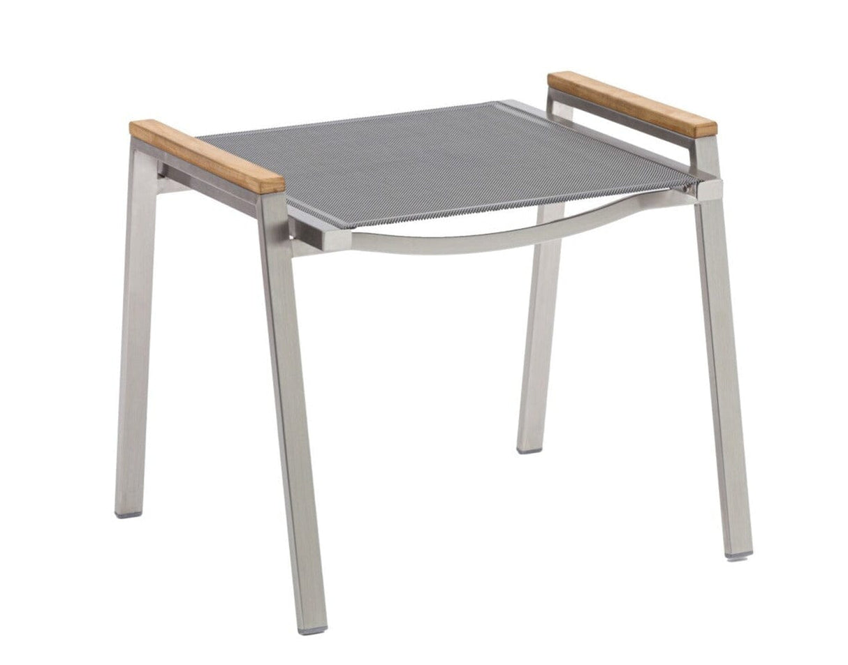 Zebra One Repose-pieds Tabouret inox avec teck Dark Platinum