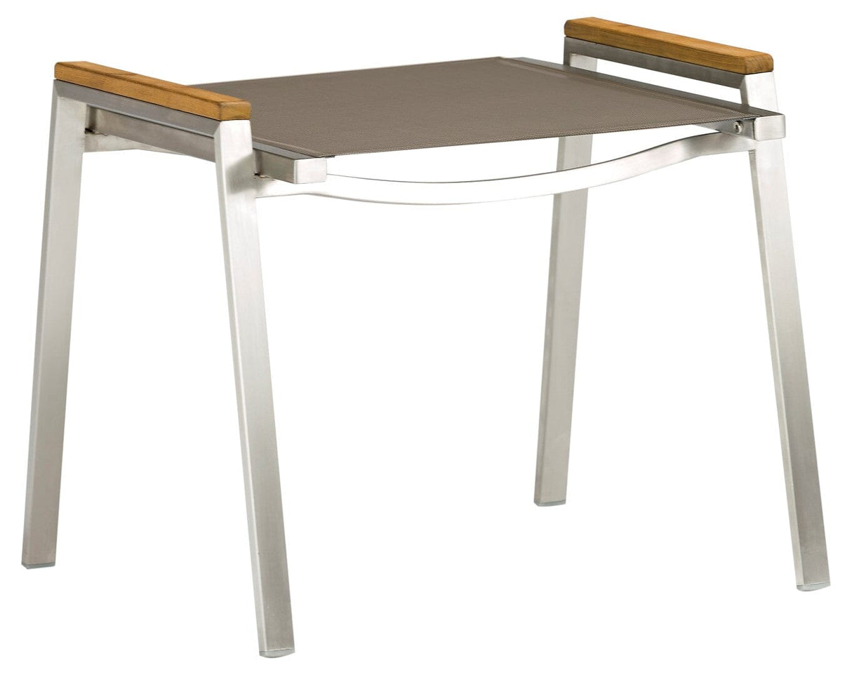 Zebra One Repose-pieds Tabouret inox avec teck Taupe