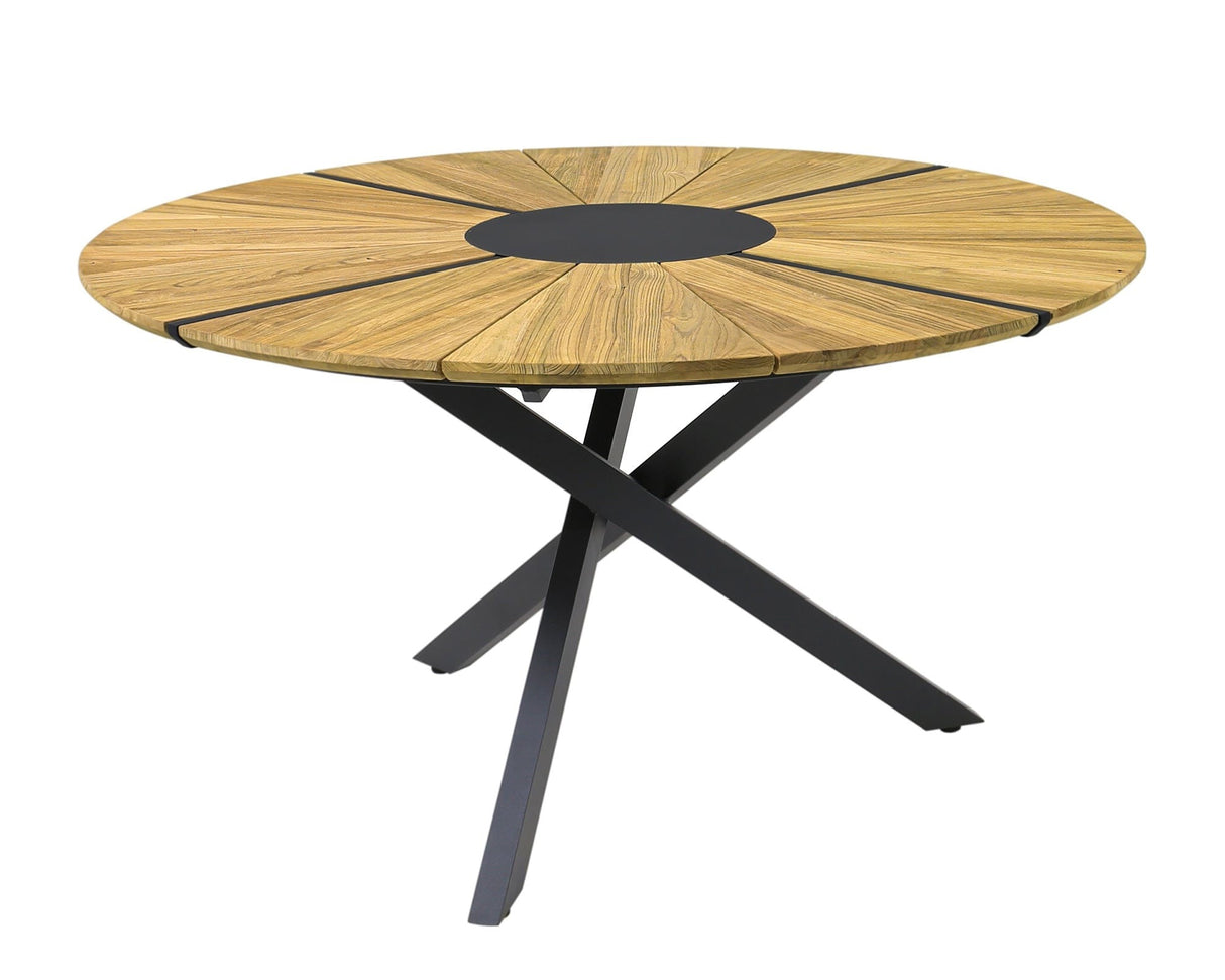 Zebra Oryx Edge Alu Table repas Ø135cm avec champ suisse Graphite/ Teck