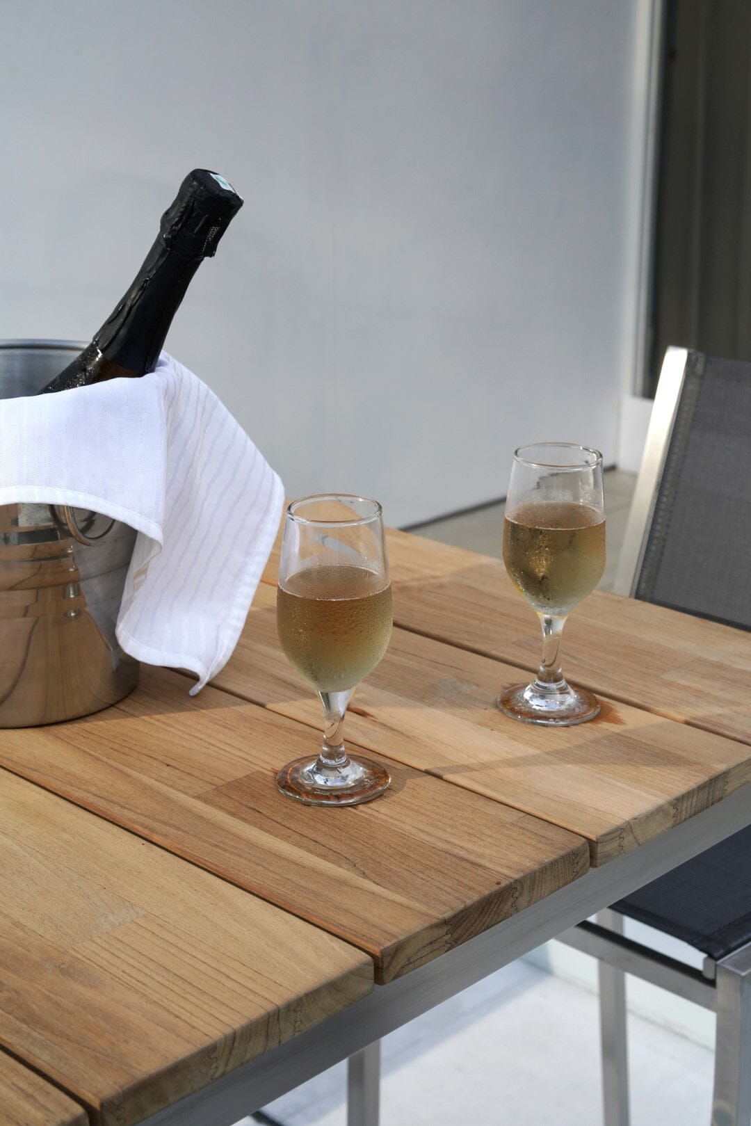 Zebra Pontiac Table de bar inox/teck 140x80cm H:105cm