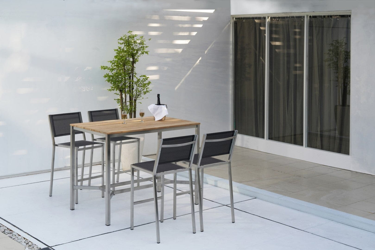 Zebra Pontiac Table de bar inox/teck 140x80cm H:105cm