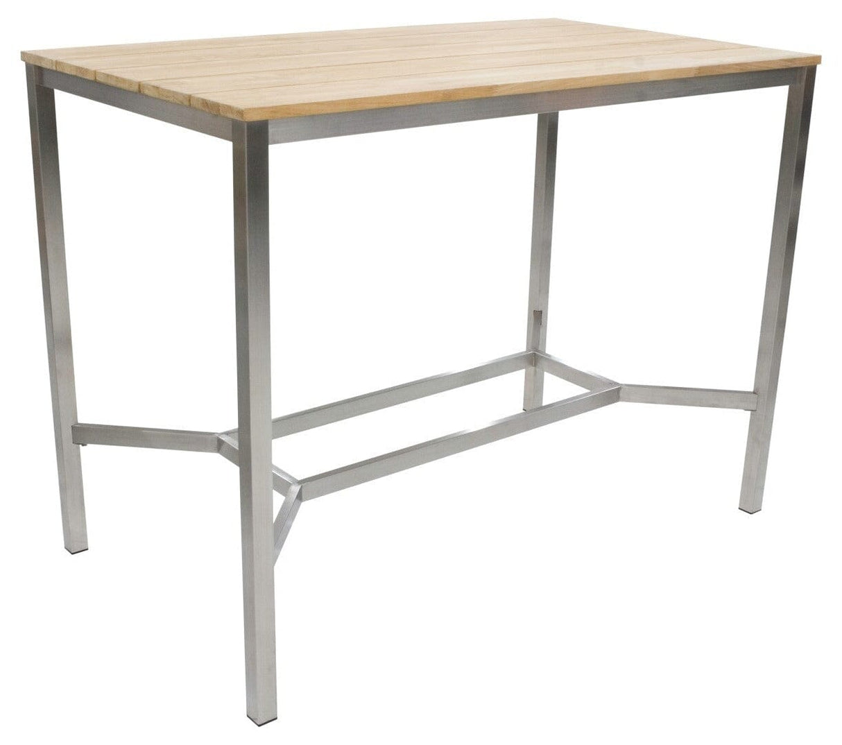 Zebra Pontiac Table de bar inox/teck 140x80cm H:105cm Inox/Teck