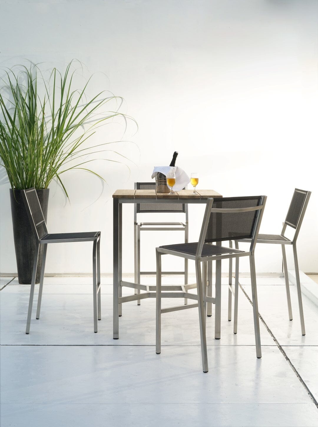 Zebra Pontiac Table de bar inox/teck 80x80cm H:105cm