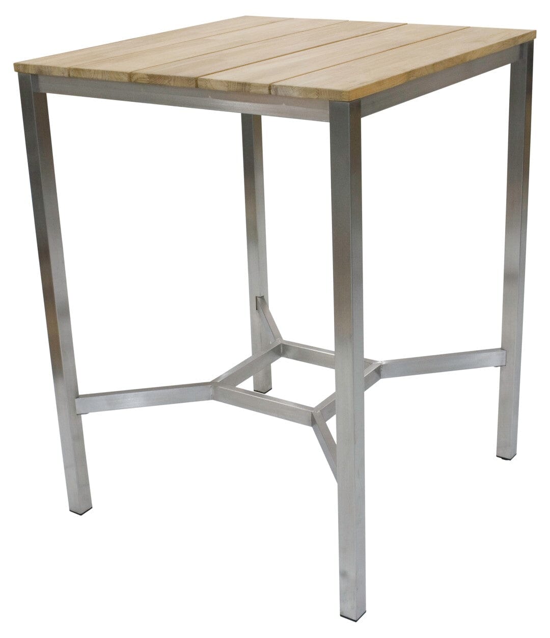 Zebra Pontiac Table de bar inox/teck 80x80cm H:105cm Inox/Teck