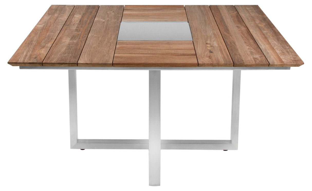 Zebra Quadux Table repas 140x140cm Inox / Teck