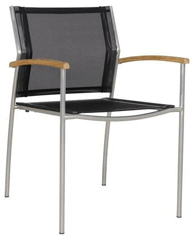Zebra Rovex Fauteuil inox avec accoudoirs teck Noir