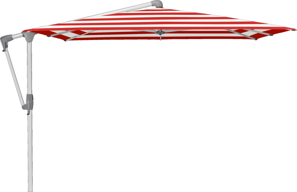 Glatz Parasol SUNWING Casa carre Cat.5 800 Red Stripe Alu naturel anodise