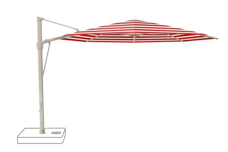Glatz Parasol VITA Sfera rond Cat.5 800 Red Stripe Alu laque gris soie