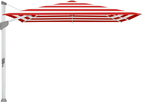 Glatz Parasol FORTANO carre Cat.5 800 Red Stripe Alu naturel eloxe