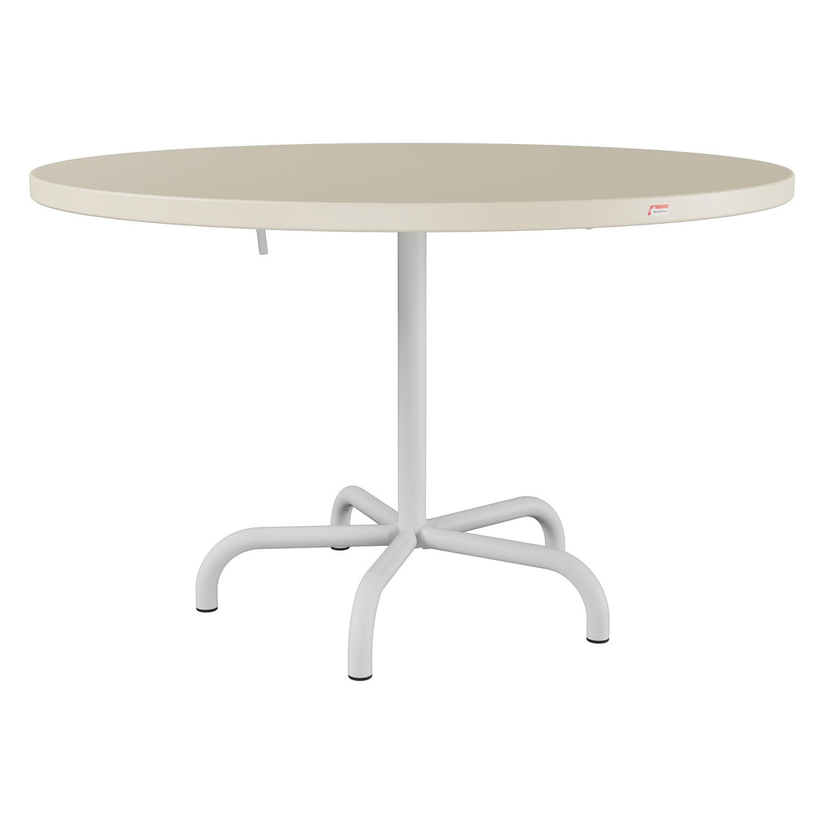 Schaffner Säntis Table repas rabattable Ø117cm – Sable Pastel 15 / Gris Argent 78