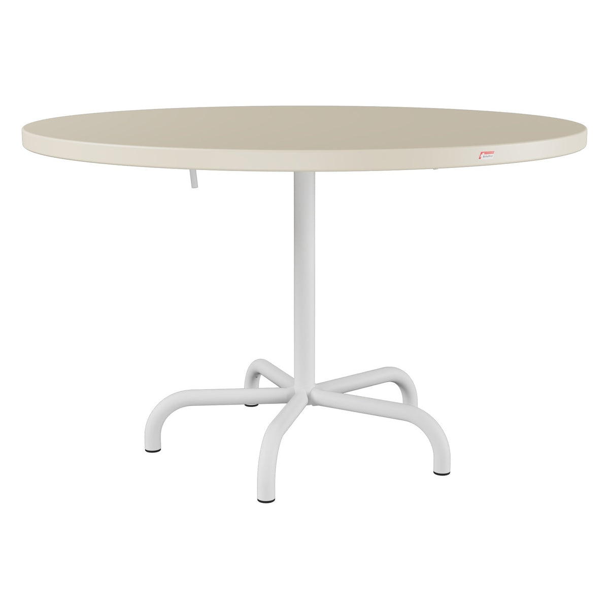 Schaffner Säntis Table repas rabattable Ø117cm – Sable Pastel 15 / Blanc 90