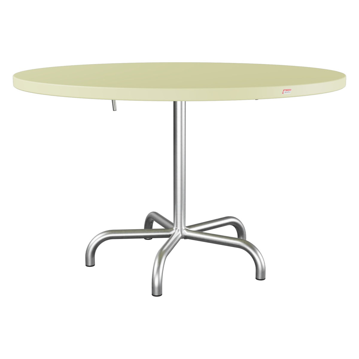 Schaffner Säntis Table repas rabattable Ø117cm – Jaune Buis 18 / Galvanisé à chaud 02