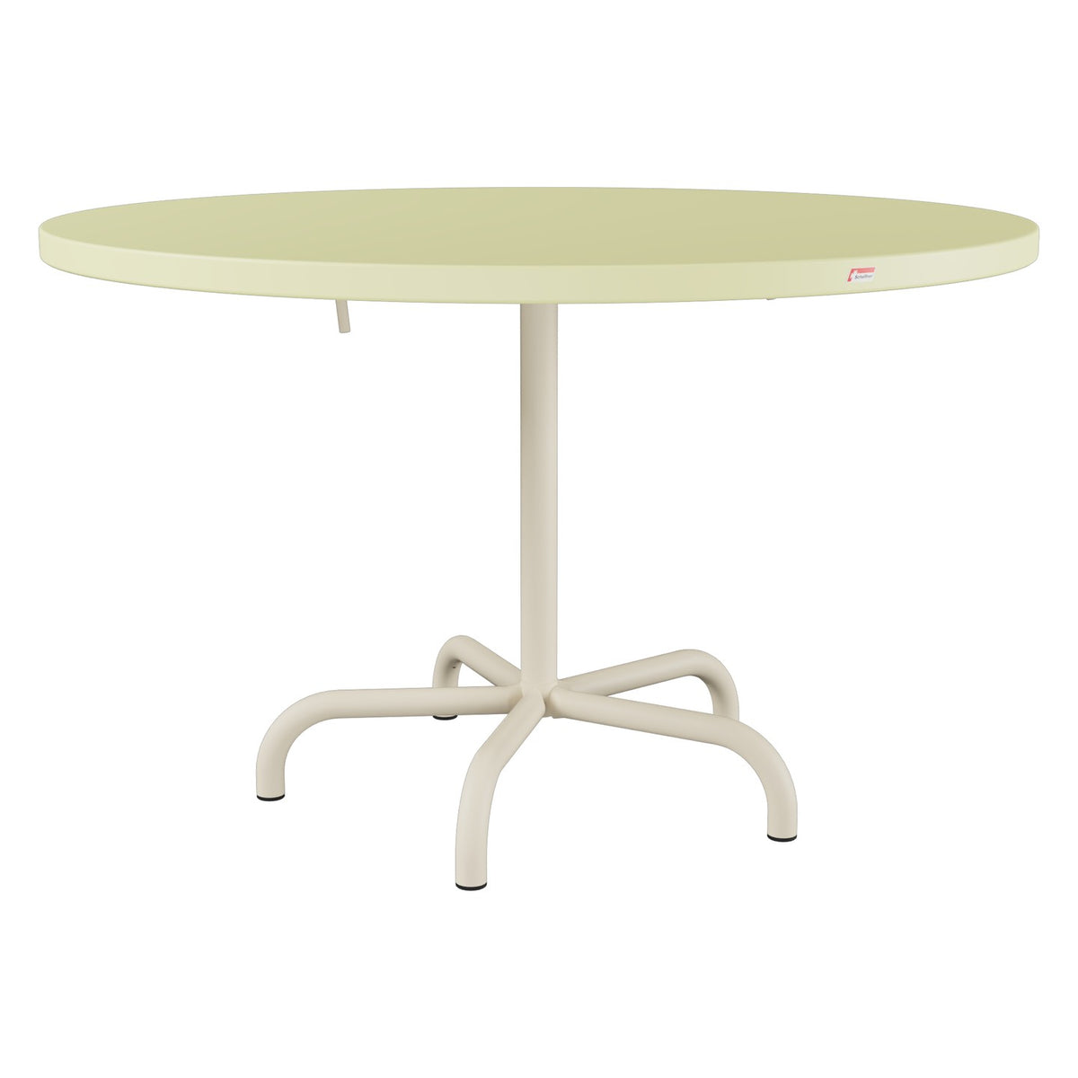 Schaffner Säntis Table repas rabattable Ø117cm – Jaune Buis 18 / Sable Pastel 15