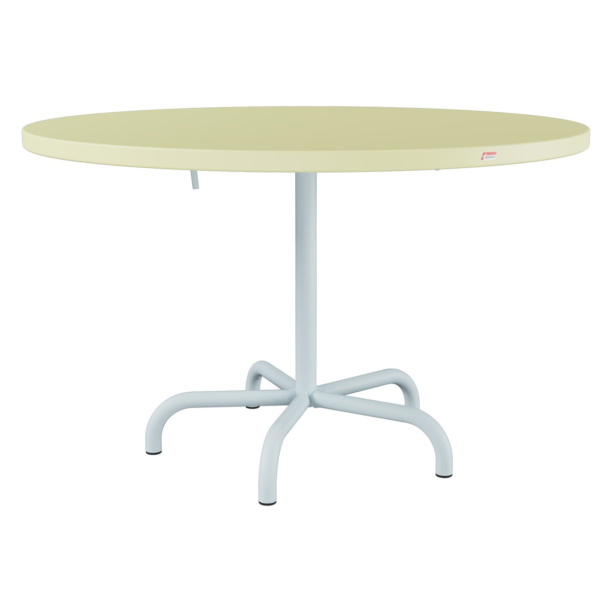 Schaffner Säntis Table repas rabattable Ø117cm – Jaune Buis 18 / Bleu Pastel 51