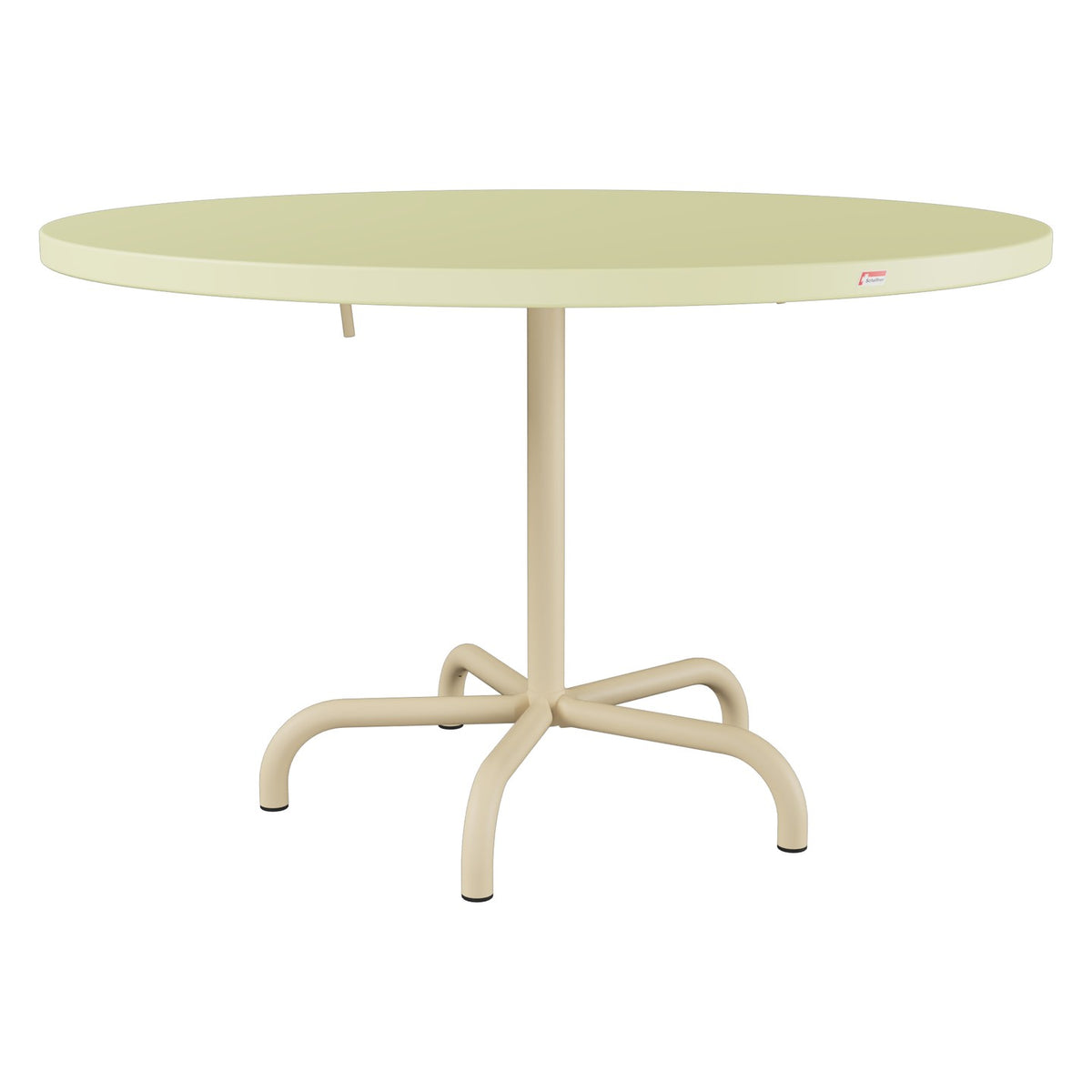 Schaffner Säntis Table repas rabattable Ø117cm – Jaune Buis 18 / Marron Pastel 83