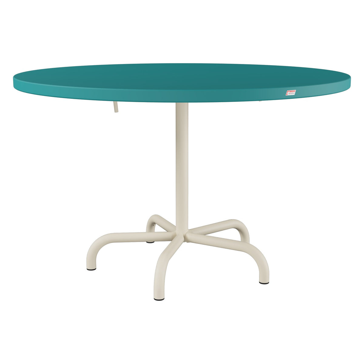 Schaffner Säntis Table repas rabattable Ø117cm – Bleu Kali 56 / Sable Pastel 15