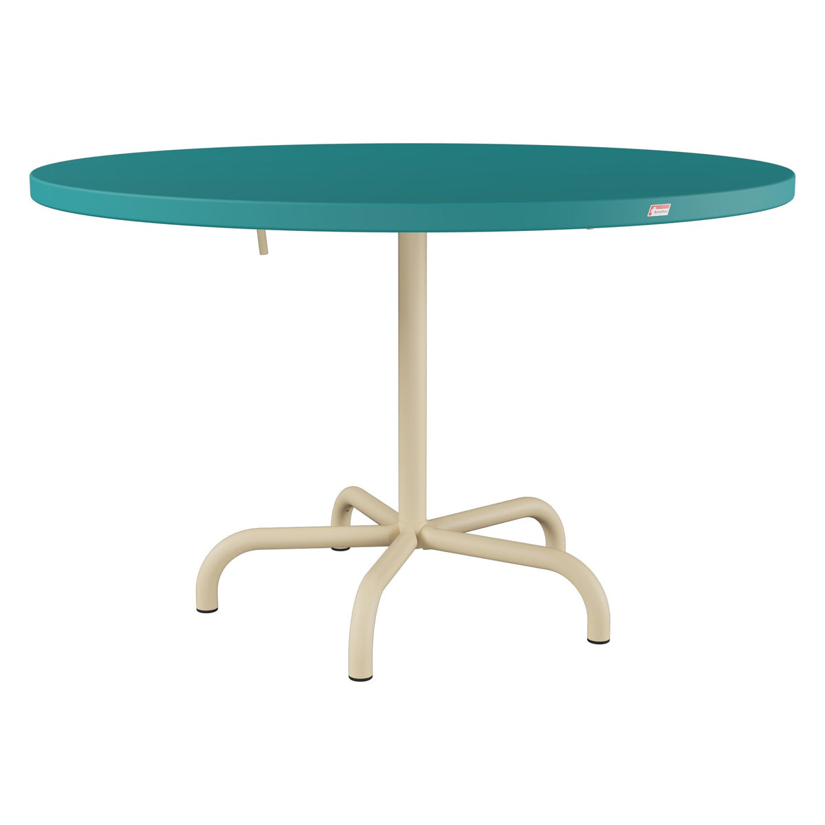 Schaffner Säntis Table repas rabattable Ø117cm – Bleu Kali 56 / Marron Pastel 83