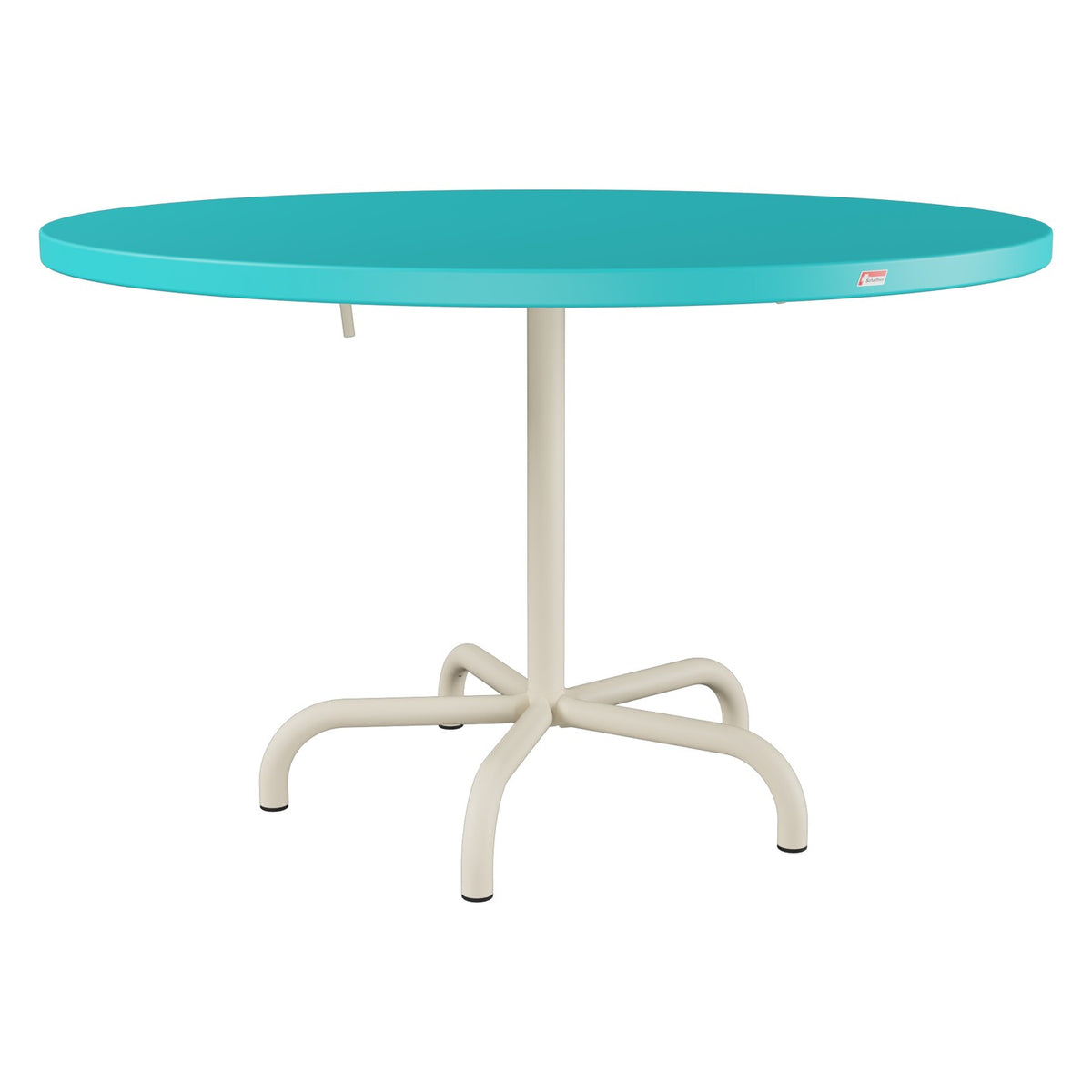 Schaffner Säntis Table repas rabattable Ø117cm – Turquoise 58 / Sable Pastel 15