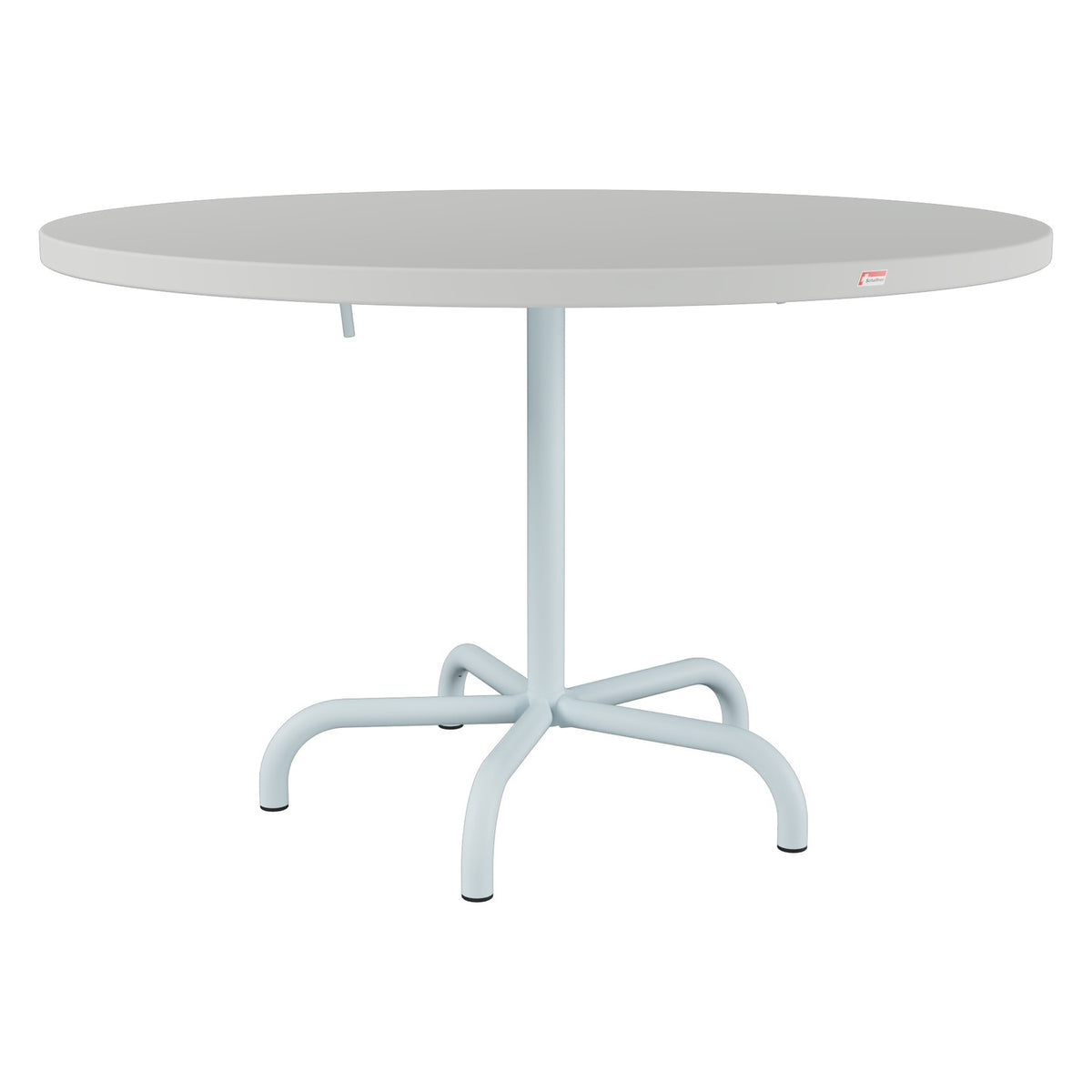 Schaffner Säntis Table repas rabattable Ø117cm – Gris Argent 78 / Bleu Pastel 51