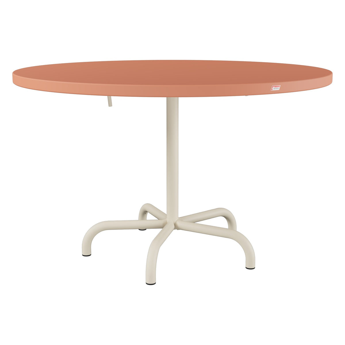 Schaffner Säntis Table repas rabattable Ø117cm – Terracotta 84 / Sable Pastel 15