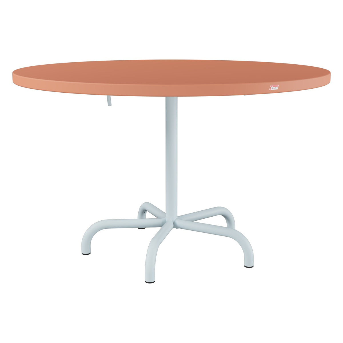 Schaffner Säntis Table repas rabattable Ø117cm – Terracotta 84 / Bleu Pastel 51