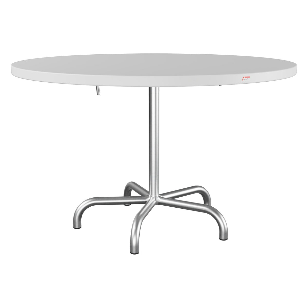 Schaffner Säntis Table repas rabattable Ø117cm – Blanc 90 / Galvanisé à chaud 02