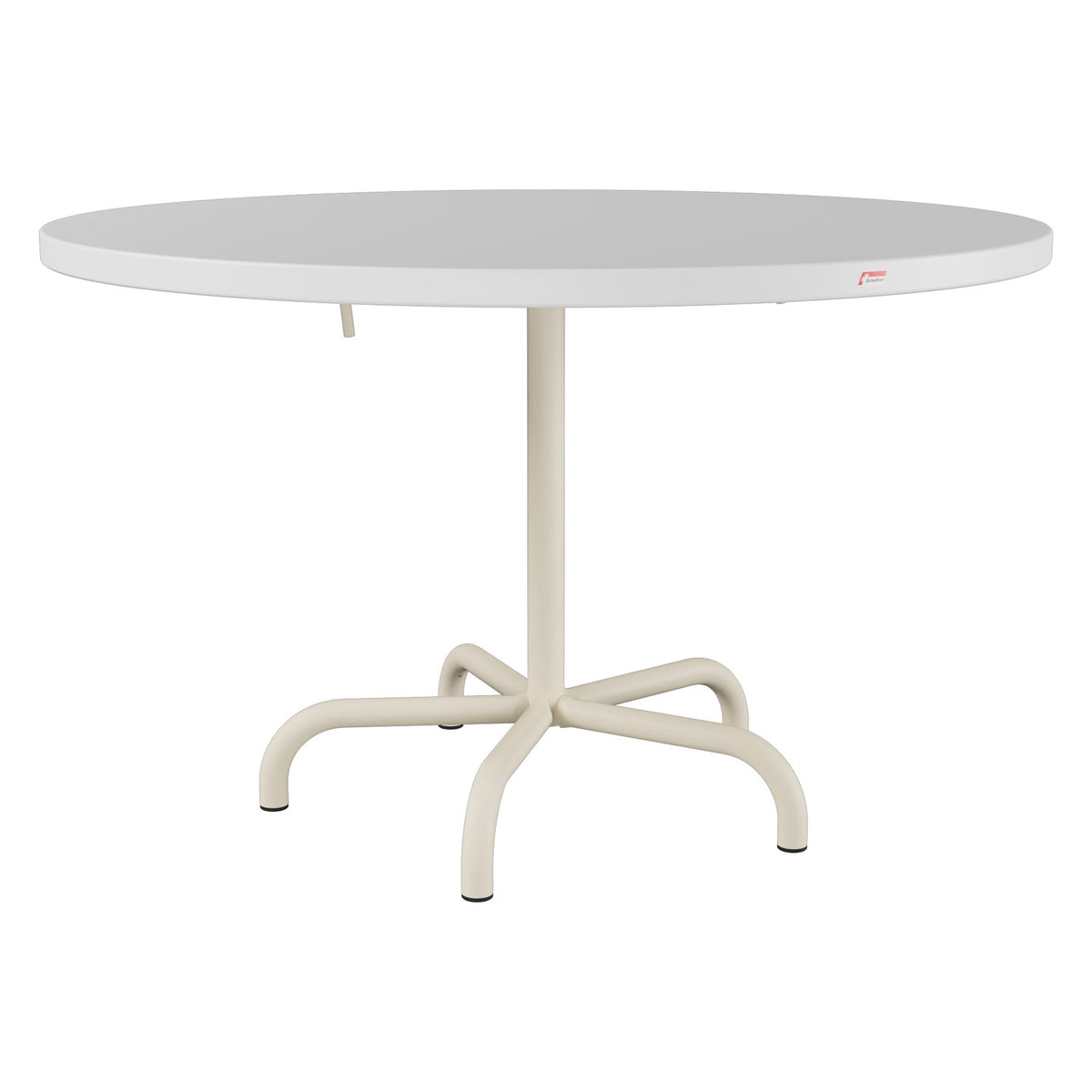 Schaffner Säntis Table repas rabattable Ø117cm – Blanc 90 / Sable Pastel 15