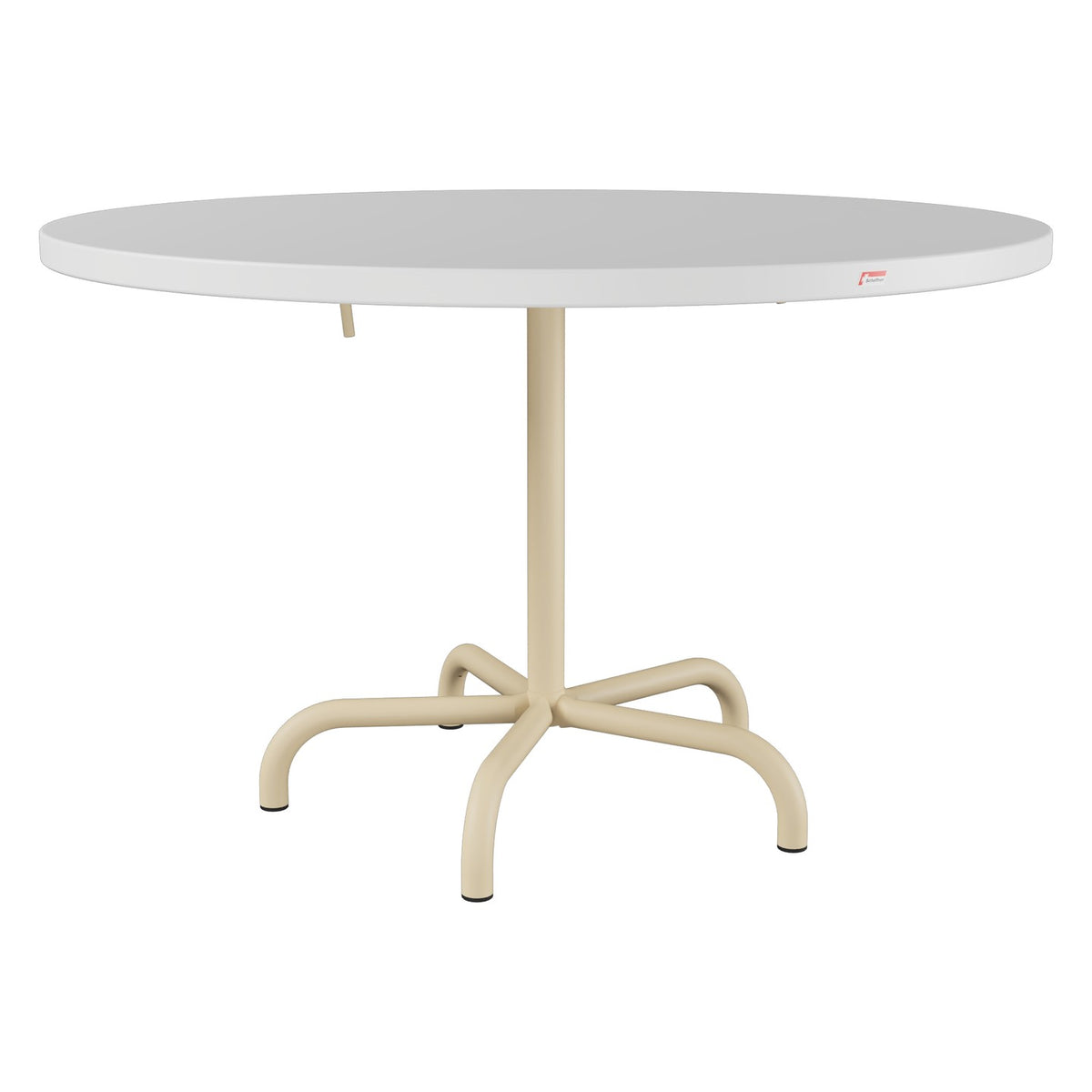 Schaffner Säntis Table repas rabattable Ø117cm – Blanc 90 / Marron Pastel 83