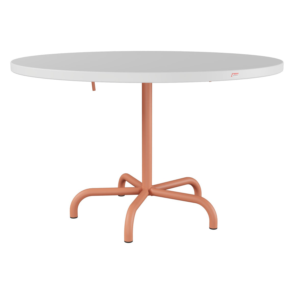 Schaffner Säntis Table repas rabattable Ø117cm – Blanc 90 / Terracotta 84