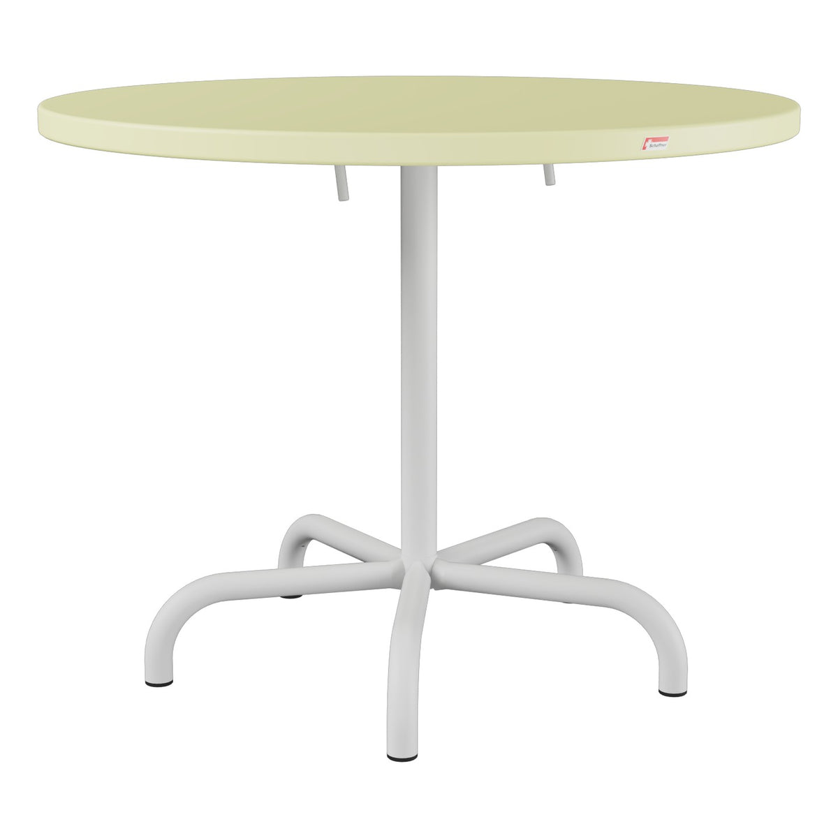 Schaffner Säntis Table repas rabattable Ø92cm – Jaune Buis 18 / Gris Argent 78