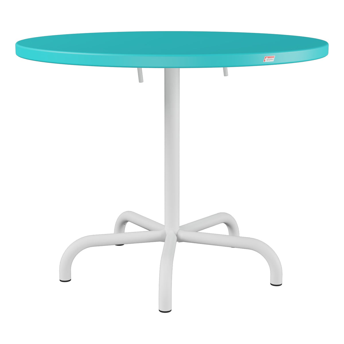 Schaffner Säntis Table repas rabattable Ø92cm – Turquoise 58 / Blanc 90