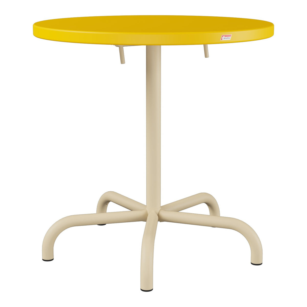 Schaffner Säntis Table repas rabattable Ø72cm – Jaune 11 / Marron Pastel 83