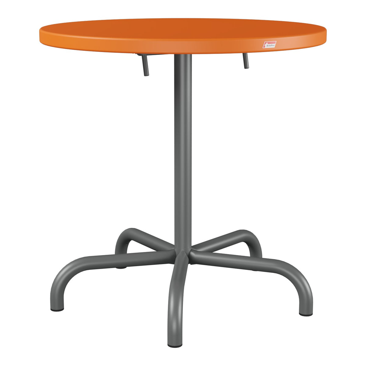 Schaffner Säntis Table repas rabattable Ø72cm – Orange 13 / Graphite 73