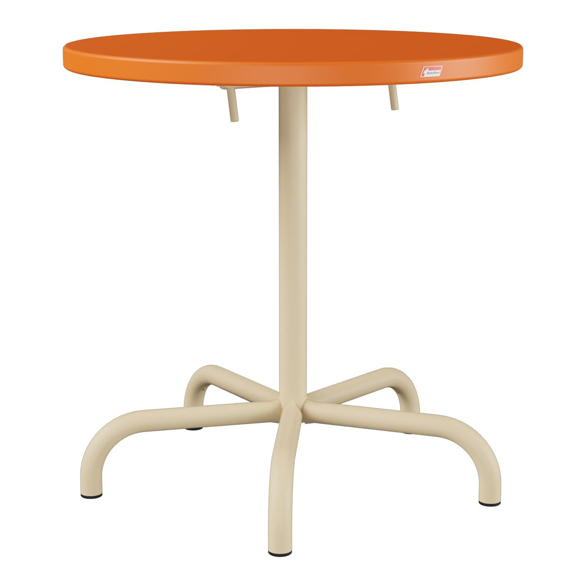Schaffner Säntis Table repas rabattable Ø72cm – Orange 13 / Marron Pastel 83