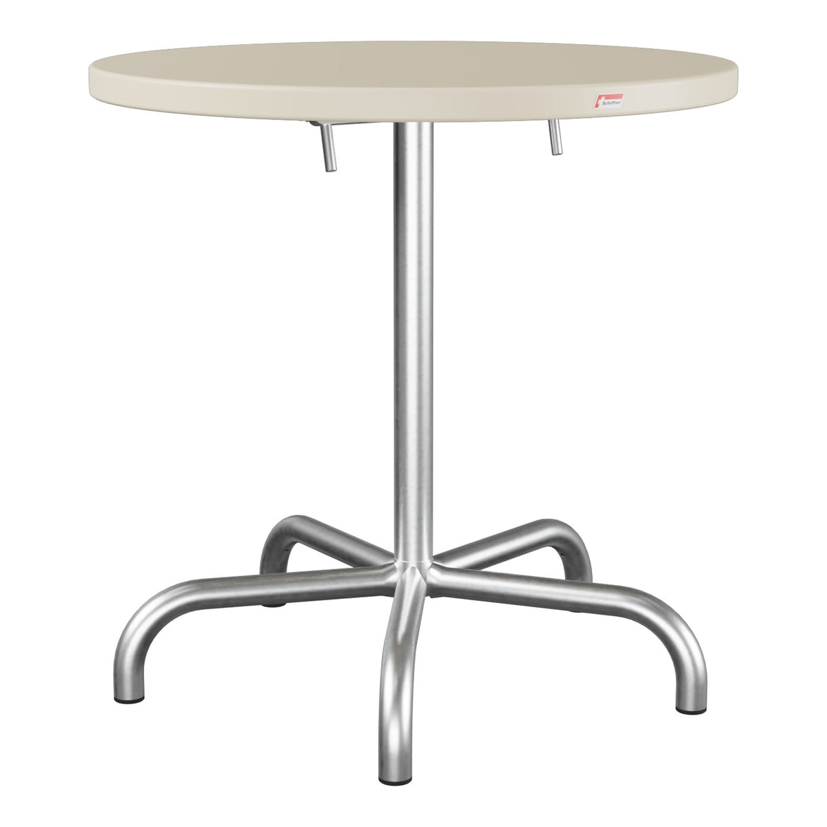 Schaffner Säntis Table repas rabattable Ø72cm – Sable Pastel 15 / Galvanisé à chaud 02