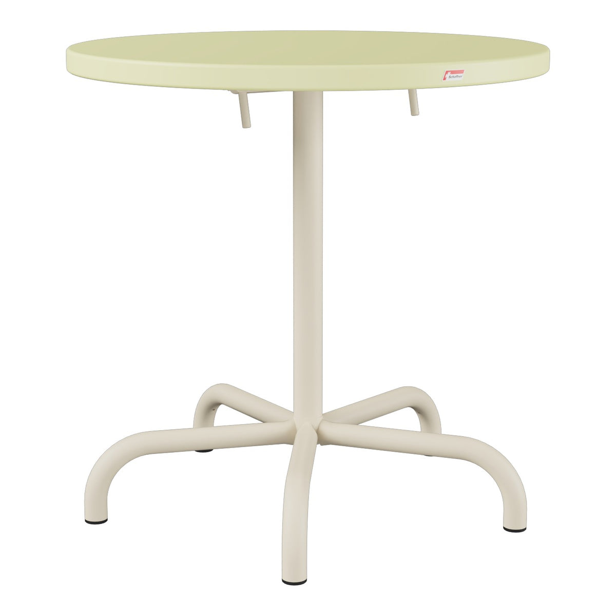 Schaffner Säntis Table repas rabattable Ø72cm – Jaune Buis 18 / Sable Pastel 15
