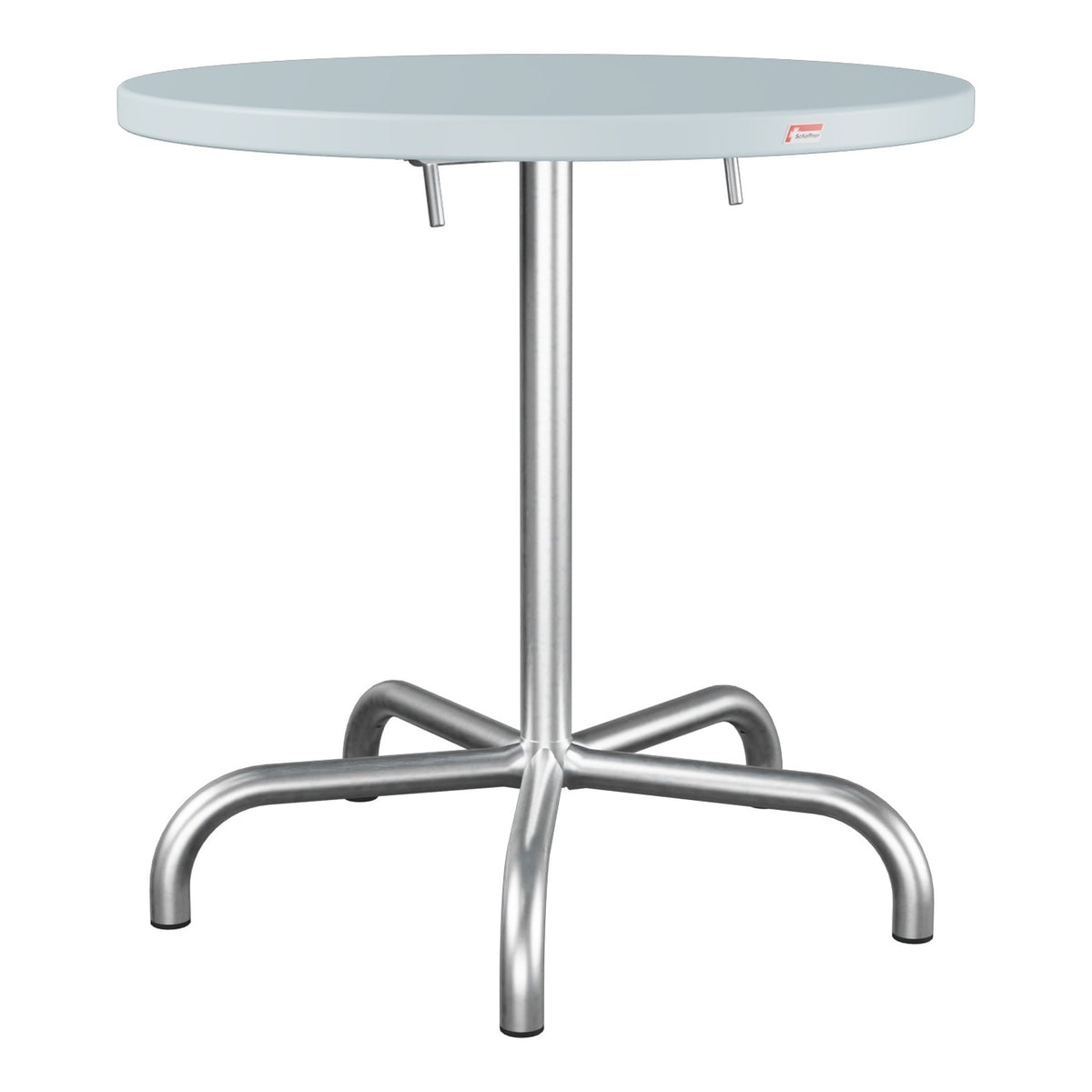 Schaffner Säntis Table repas rabattable Ø72cm – Bleu Pastel 51 / Galvanisé à chaud 02