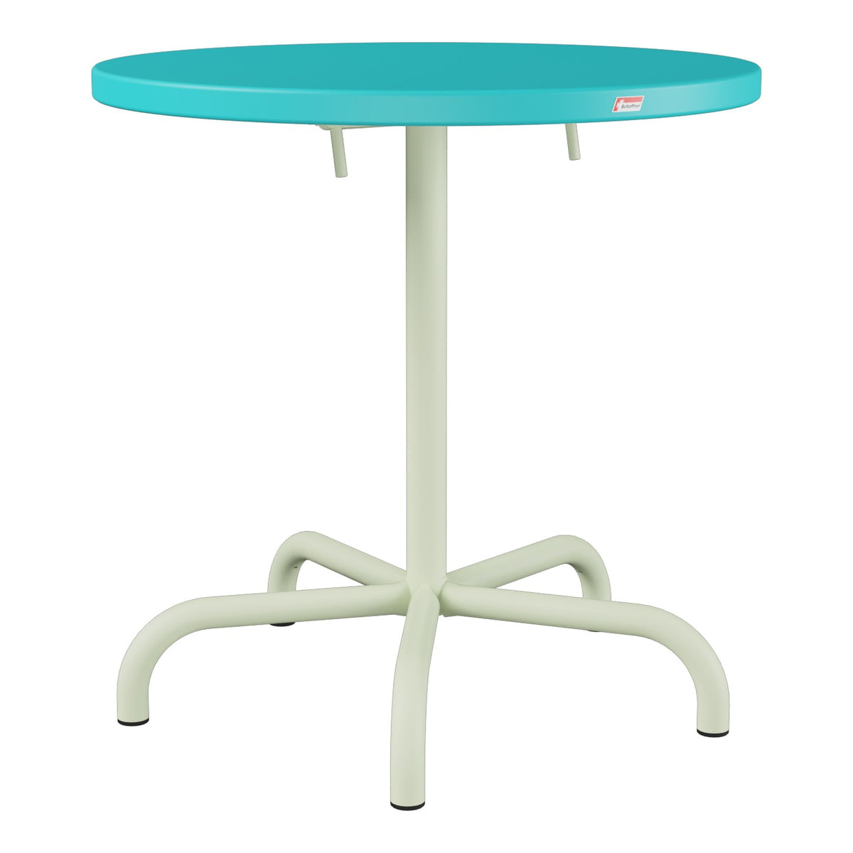 Schaffner Säntis Table repas rabattable Ø72cm – Turquoise 58 / Vert Pastel 64