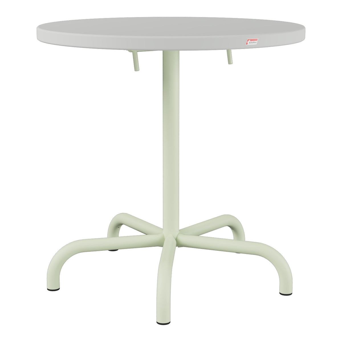 Schaffner Säntis Table repas rabattable Ø72cm – Gris Argent 78 / Vert Pastel 64